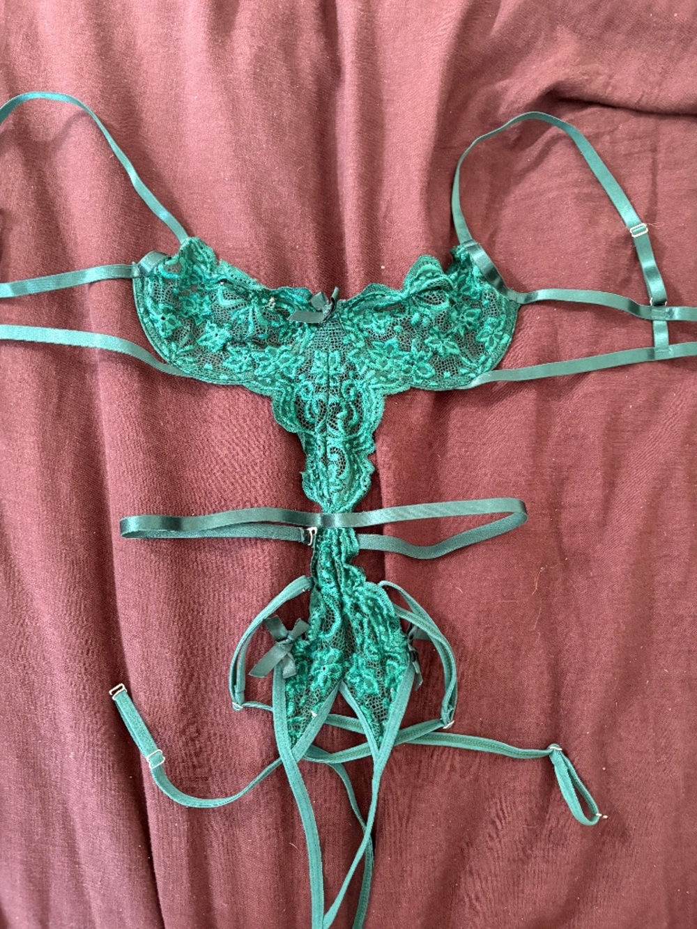 Green Sheer Lace Lingerie Bodysuit